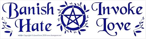 AzureGreen Desterrar el odio, invocar el amor, calcomanía para parachoques (11.5 x 3 pulgadas)