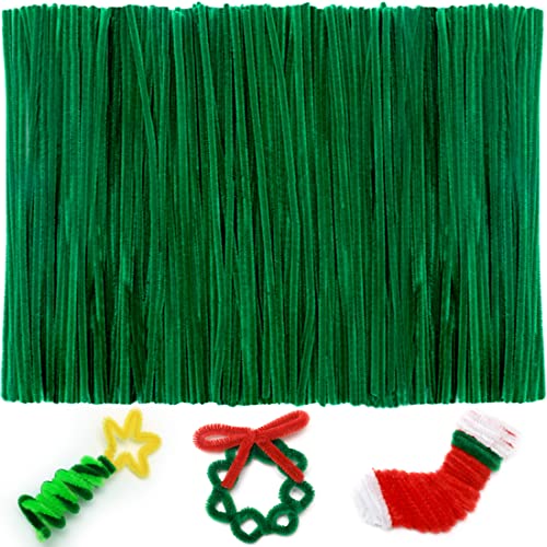 Image of IOOLEEM 200pcs Christmas Green Pipe Cleaners Bulk for Crafts | Chenille Stems for DIY Flower Making & Festival Decor & Party Projects, Pipe Cleaner Crafts, Art and Craft Supplies