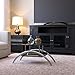 Ryan Rove Cleveland Oval Glass Coffee Table - Modern Home Decor with Black Mesh Magazine Storage Rack - Furniture for Living Room, Bedroom and Office - Center or Side Tables for Sofa - Silver Frame