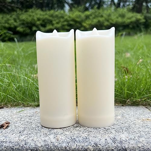 Image of 2 inchx 5 inch LED Flameless Candles with Timer Battery Operated Outdoor LED Lights Fake Flickering Waterproof Candles for Home Decorations Garden Decor Wedding Party Christmas Party Set of 2