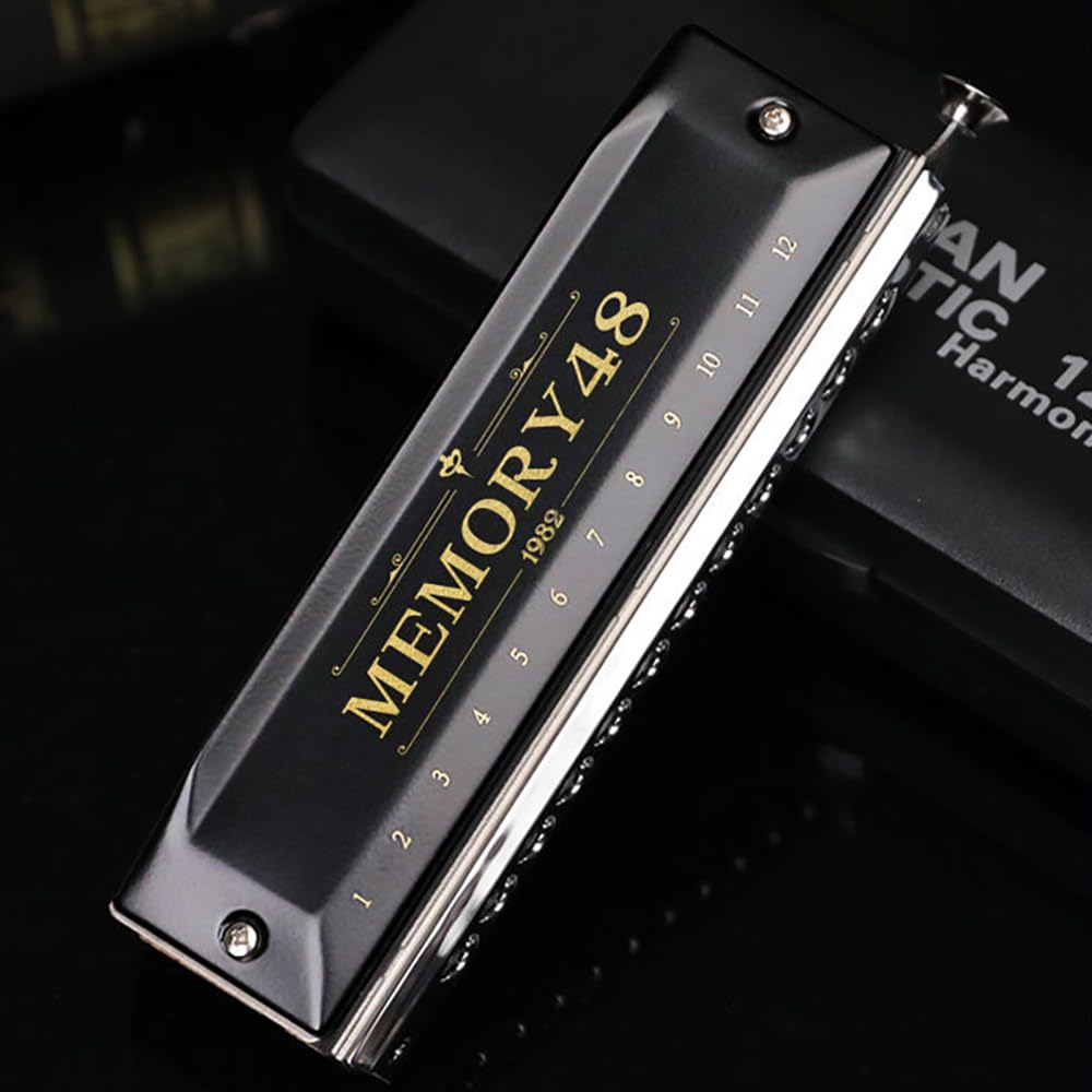 Swan 12 otworów 48 tonów chromatyczna harmonijka C klucz czarny metalowy profesjonalna harmonijka ustna gra na instrumentach muzycznych prezenty dla miłośników muzyki