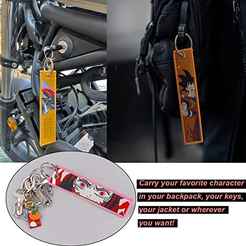 Image of 1 Pack Anime Keychain Tag Jet Tag Key Chain Cartoon Embroidered with Key Ring for Motorcycles Car Accessories
