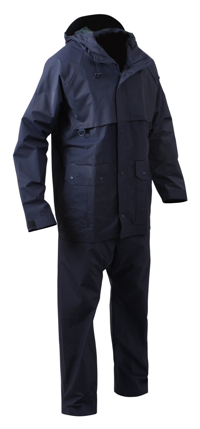 Rothco 2 Piece Microlite PVC Rainsuit (Navy Blue, 3XL)