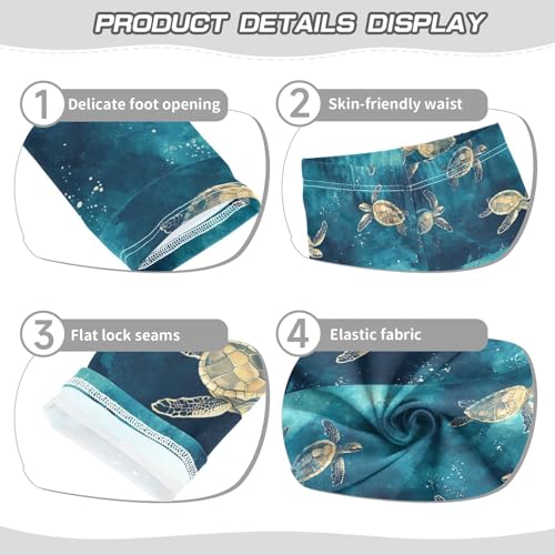 Watercolor Baby Blue Turtles Girls Leggings Kids Yoga Pants Dance Active Tights 4T3