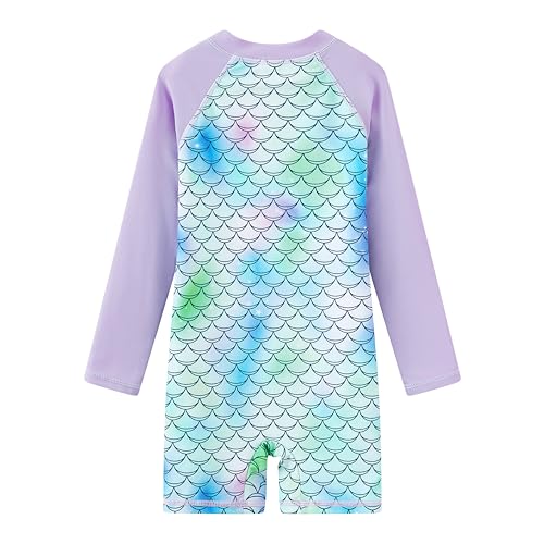 Image of Girls Swimsuit Long Sleeve Rash Guards Swim Suit 4-12Y