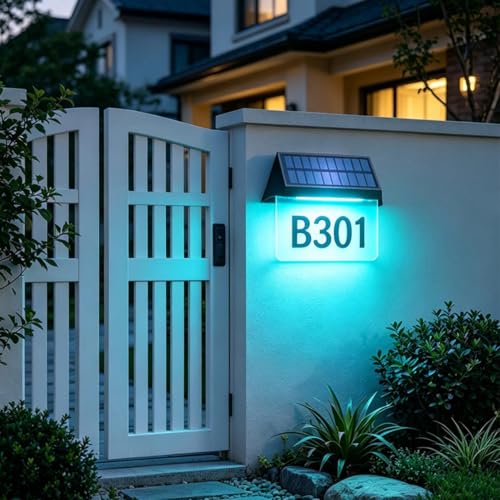 Luz solar de letrero automático para pared exterior y buzón con sensor LED 7