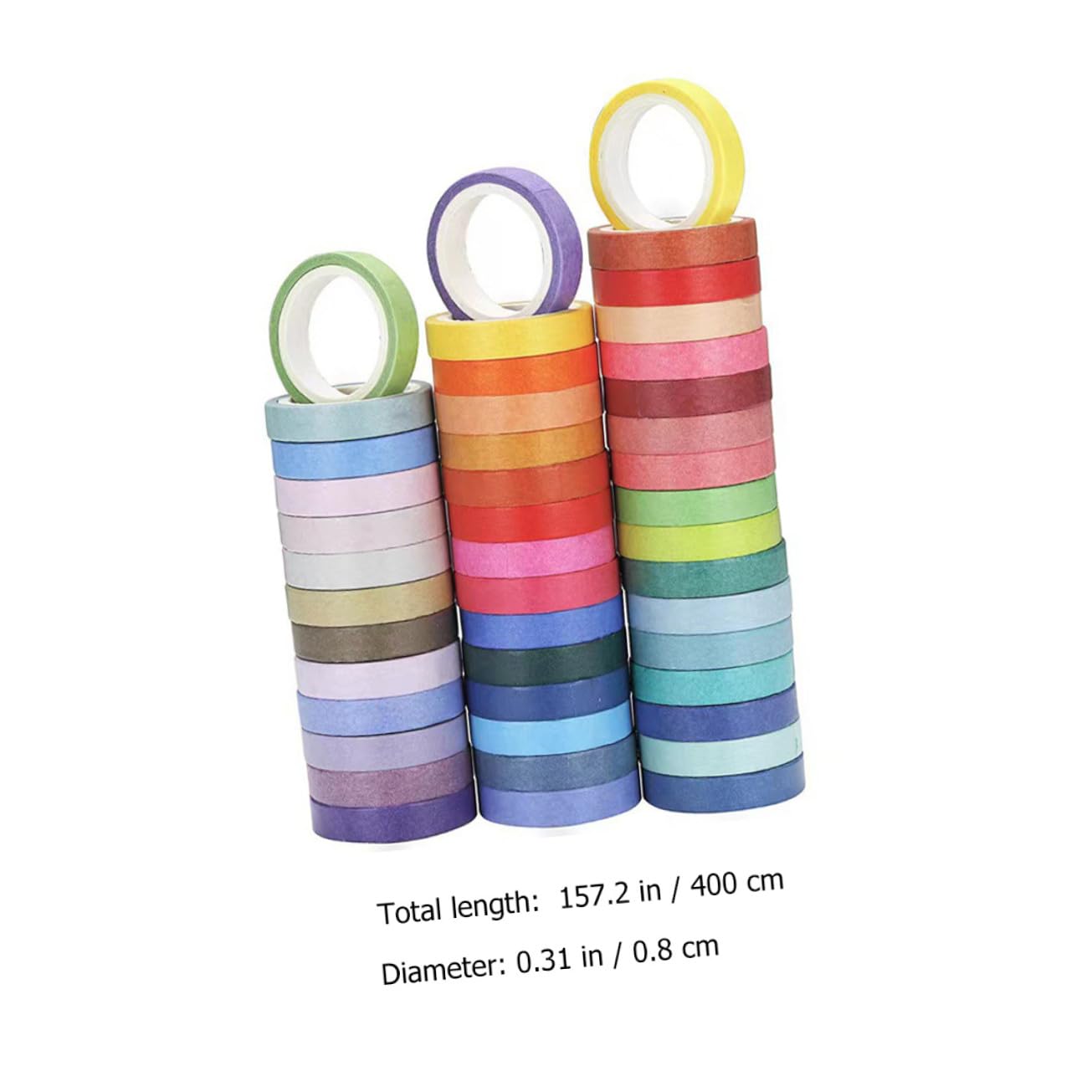60rollos Cinta de Color Sólido para Scrapbooking Cuadernos y Decoración Material de Papel para Manualidades y Regalos