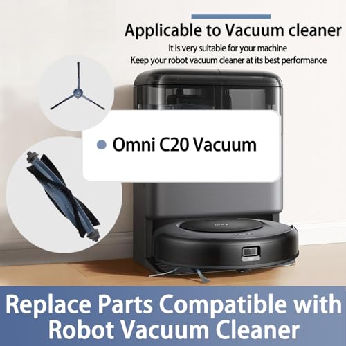 Replacement Parts Compatible with eufy Omni C20 Serie Robot Vacuum Cleaner Accessories, 2 Main Brush, 4 Side Brushes, 4 HEPA Filters,4 Mop Pads, 4 Dust Bags 20 Piece Repair Kit