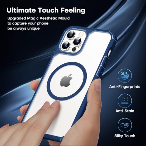 Image of TAURI for iPhone 12 Pro Max Case, Compatible with MagSafe, Blue | with Screen Protector, Not-Yellowing Military-Grade Protection, Shockproof Slim Magnetic Case for iPhone 12 ProMax