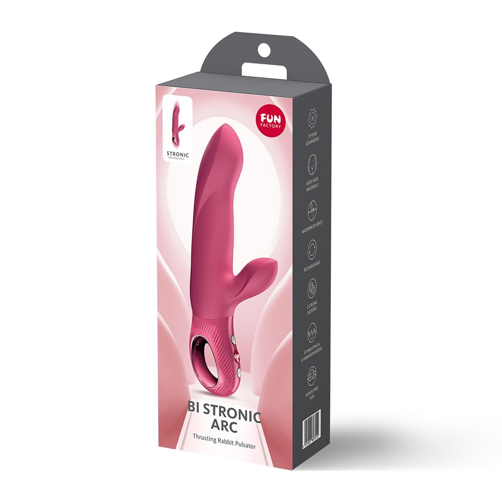 Fun Factory Bi Stronic Arc | vibromasseur rabbit à va-et-vient pour femmes | poussée & stimulation clitoridienne | pulsateur double | Étanchéité IPX7 | USB-C