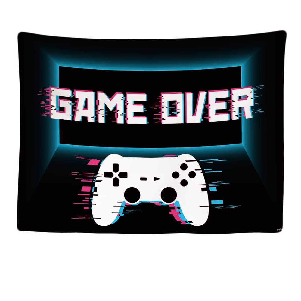 Ulticool, Decorative Wall Tapestry Bedroom, Game Over Controller Monitor, 200 x 150 cm Large, Fabric Wallpaper