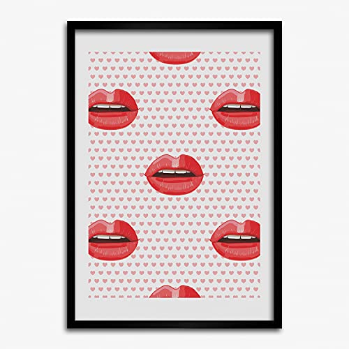 Tableau Peinture Photo Tulup Lèvres rouges pour salon moderne