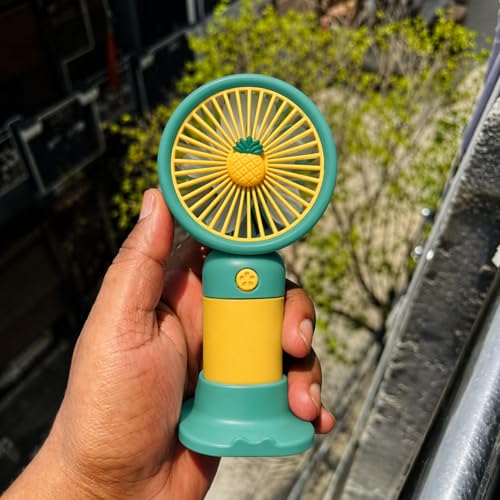 Image of Portable USB Fan - Rechargeable 1200mAh Battery, 3 Speed Handheld & Desk Fan, Low Noise, Lightweight, Travel Friendly, Up to 6 Hrs Runtime with USB Cable (White Colour) PACK OF 10