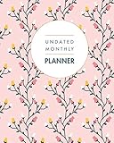 Undated Monthly Planner: 24 Month Grid Overview, Calendar 2 Years Floral Design (Size: Large 8 x 10 Undated)