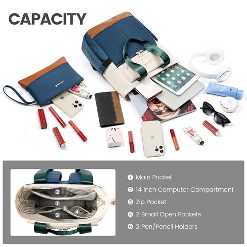 Image of LOVEVOOK Backpack Purse for Women, Convertible Small Backpack Tote for Woman, Mini College Daypack for Work, Daily, Travel, 2pcs set