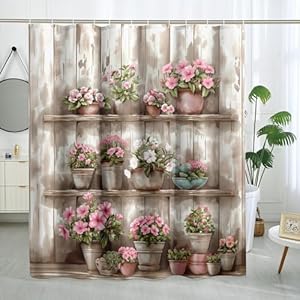 Witzest Dom Wiejski Kwiatowa Zasłona Prysznicowa 183cm