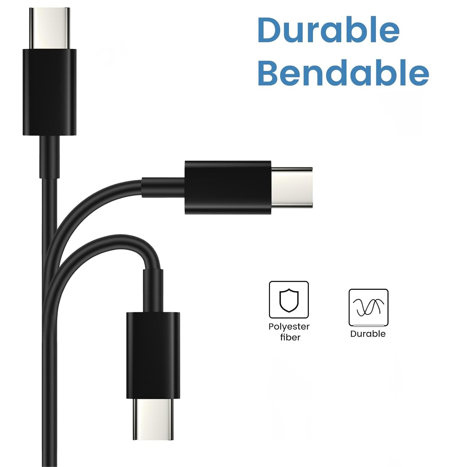 Cable USB C a USB C, cable trenzado de carga tipo C a tipo C, cable de carga rápida de 4 pies a USB C para Android/teléfono/Pad y más 【Paquete de 3】