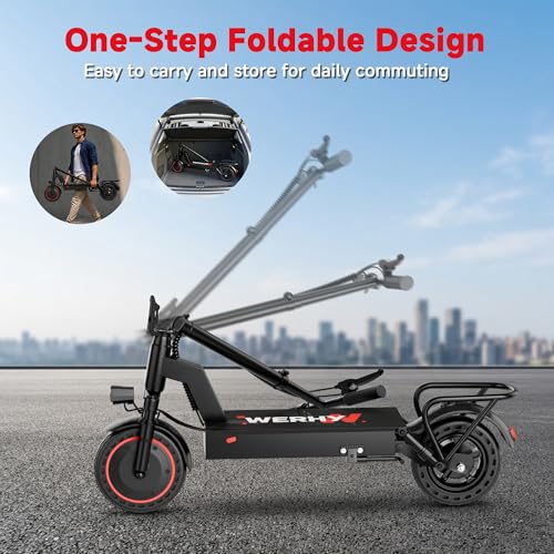 Image of Electric Scooter with Seat, 500W Motor, 20 MPH & 21 Miles Range, 10 Inch Solid Tires, Front Suspension, Foldable Commuter E-Scooter with LCD Display, Dual Braking and Basket
