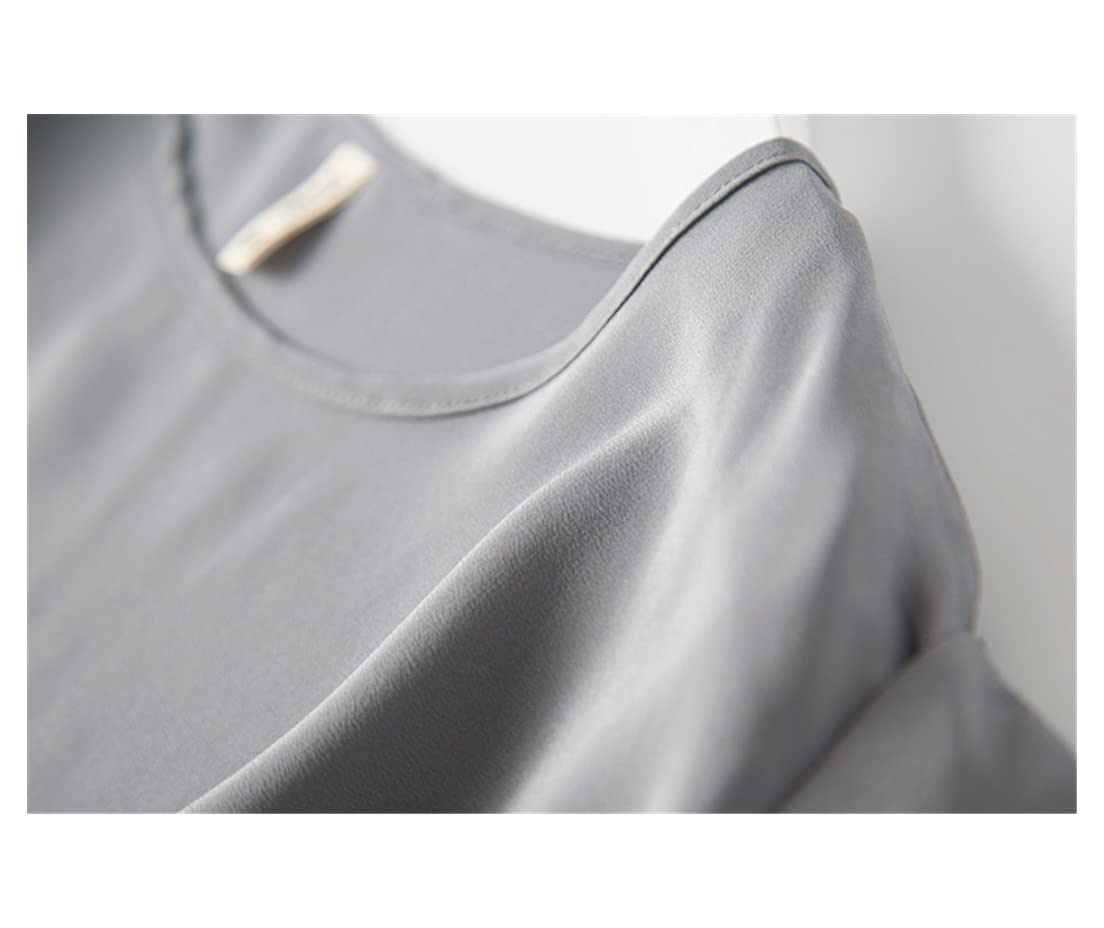 100% pura seta di gelso girocollo Top camicetta camicia manica corta Plus Size