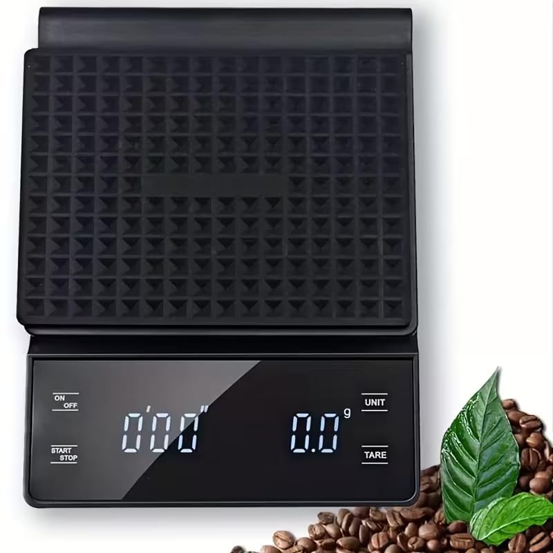 food kitchen scale with timer, digital coffee scale 3kg/0.1g high precision kitchen scale, espresso scale with auto tare, rechargeable kitchen food scal with led, touch sensor