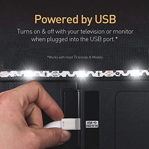 Image of Luminoodle Color Bias Lighting, USB TV and Monitor Backlight LED Strip Lights Kit with Dimmer, Remote - 6.6 ft for 24 inch to 60 inch TV - Medium
