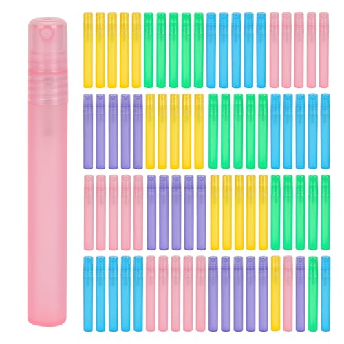 80 Pcs 10 ml Plastic Perfume Bottles, Fine Mist Spray Bottle Empty, Plastic Perfume Bottles for Travel Makeup (Colorful)