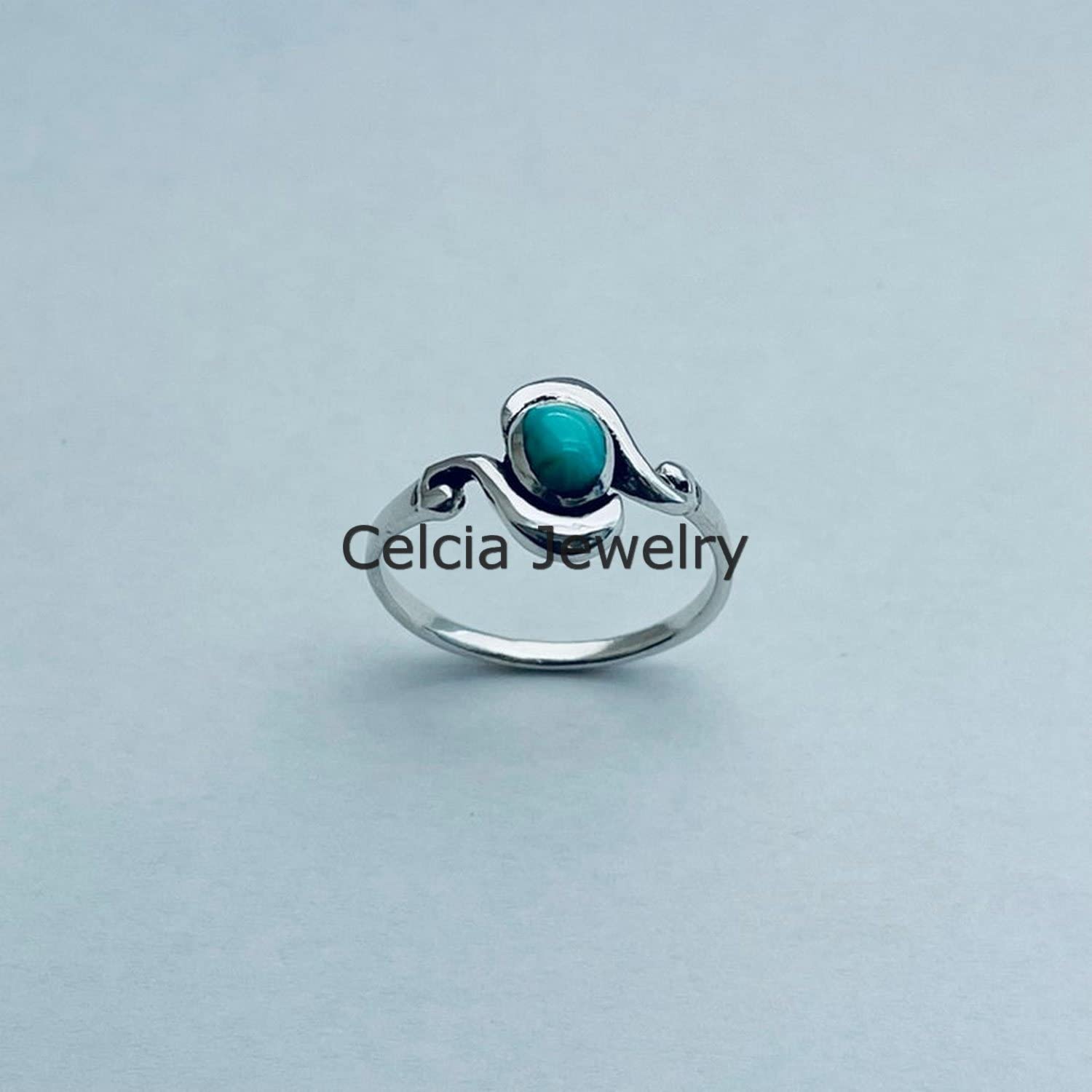 Anillo turquesa moderno de plata de ley maciza, anillo bohemio, anillo de Bali, anillo delicado, anillo elegante, anillo minimalista, anillo del día de la madre, regalos de piedra natal de diciembre
