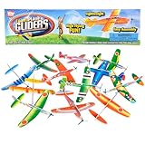HOWBOUTDIS 8 Inch Flying Glider Planes - Pack of (24) Foam Gliders with Assorted Designs - Party Favors - Fun Activity - Goodie Bags for Boys & Girls - Ages 3+