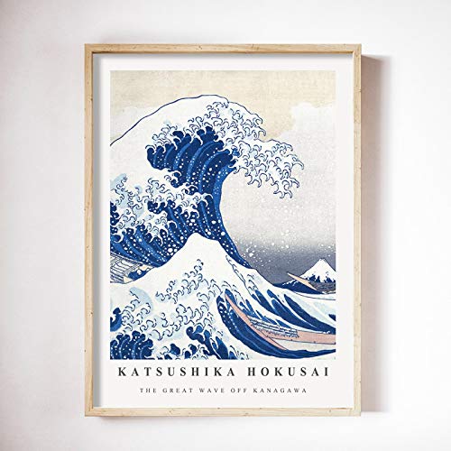 LLNN Hokusai la grande vague impression photo affiche Katsushika Hokusai exposition toile peinture Vintage mur chambre décoration 40x50 cm pas de cadre Cover
