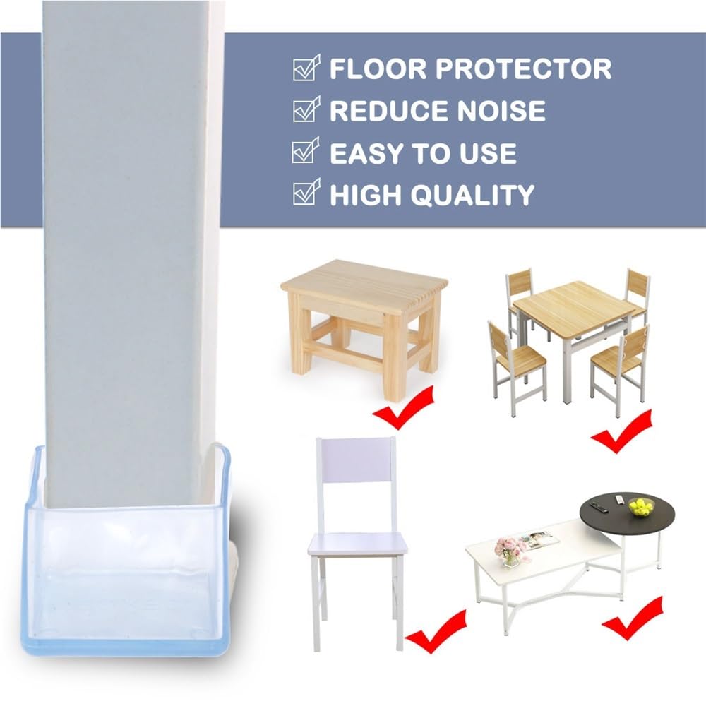 8 Tapas de PVC Transparentes for Patas de Mesa, Protectores de Suelo deslizantes for Muebles, reducen el Ruido.