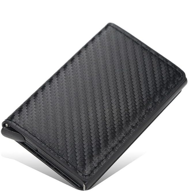 Carteira Masculina Porta Cartão Slim, Antifurto, Pop Up, Couro Mágica, Porta Cartão Rfid cor Preto