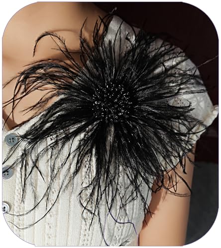 Image of 8inches Extra large feather and crystal brooch, Wedding or gala guest, Gift for her
