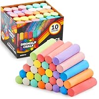 JOYIN 30 Pack Washable Sidewalk Chalk Set in 10 Colors for Kids, Non-Toxic Giant Pavement Chalk for Indoor Outdoor Blackboard Garden Art Drawing Painting, Gift for Kids