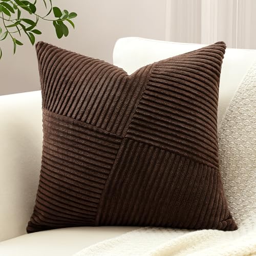 Sungeek 1 Stück Cord Kissenbezug, Windmühle Streifen Muster Kordsamt Kissenbezüge Dekokissen Sofakissen Patchwork Design Deko Zierkissenbezüge...