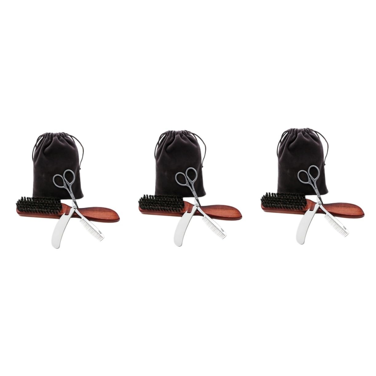 Beavorty 3sätze Beard Care Set Tragbares Teiliges Bartpflege-set Mit Bartbürste Und Stoffbeutel Für Herren Einfach Zu Verwenden Transportieren Für Bartpflege