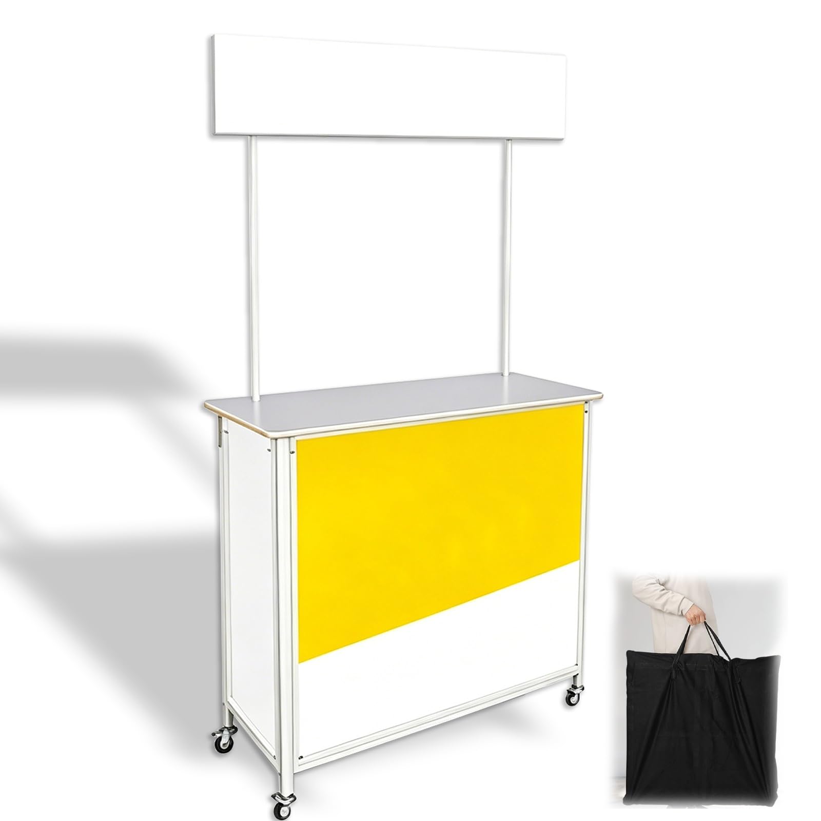 Carro de Ventas Plegable y portátil con Ruedas Puesto de Mercado Ligero para ferias, Pop-ups y Eventos
