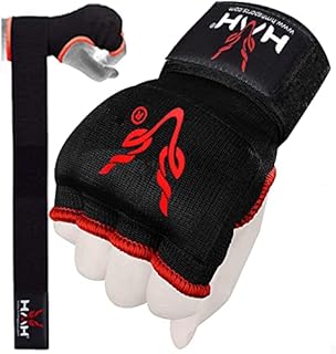 HMH Sports Boxing Hand Wraps Inner Gel Gloves, 75cm Long Wrist Straps, Elasticated, Padded Fist Hand Protection, Muay Thai MMA Martial Arts Punching Speed Bag Training Bandages, Under Mitts Handwraps