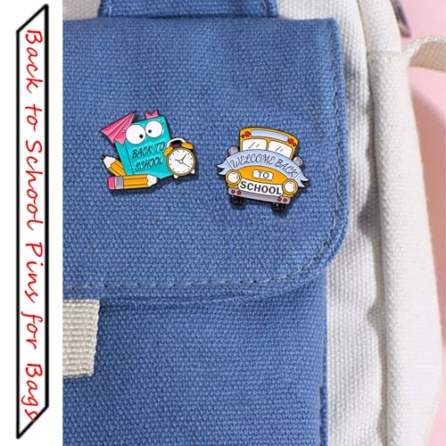 Image of Back to School Pins for Student Teacher Pins Bulk Back to School Gifts for Students Cute Back to School Brooches Enamel Lapel Pins for Backpack Clothes Teacher Brooch Pin Back to School Accessories-4