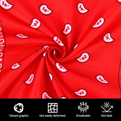 Aomig Bandana Damen Herren,Nickitücher Kopftuch Halstuch Männer, Unisex Tuch Bindetuch, Headwear Haar Schal Paisley Muster, Rot (55 x 55 cm)