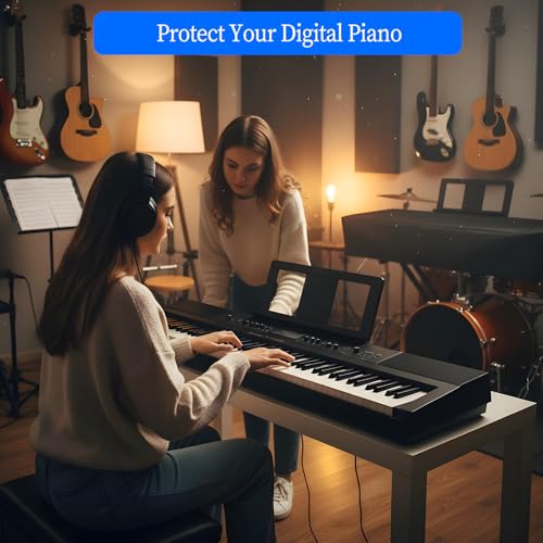 Klavier Abdeckung 61 Tasten, Schwarz Klaviertastatur Staubschutz Staubdicht Abdeckung Elektronische Klaviertastatur mit Kordelzug 106x36x19