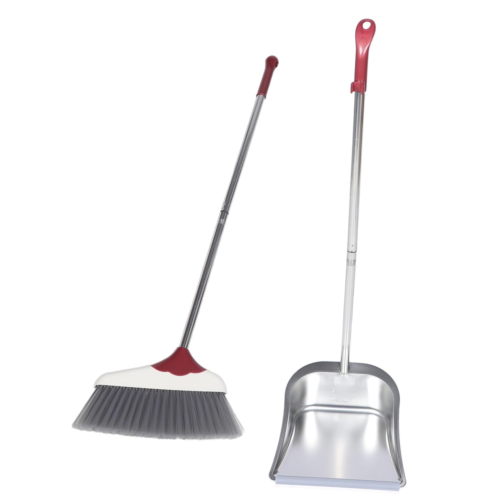Set Scopa e Paletta Manico Lungo Acciaio Inox e Plastica