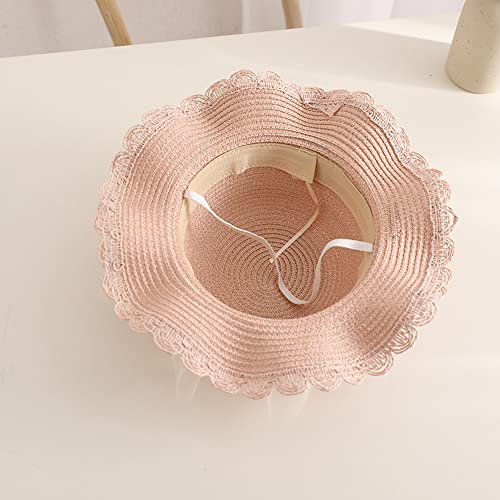 Girls Straw Sun Hat Cute Summer Outdoor Beach Wide Brim4