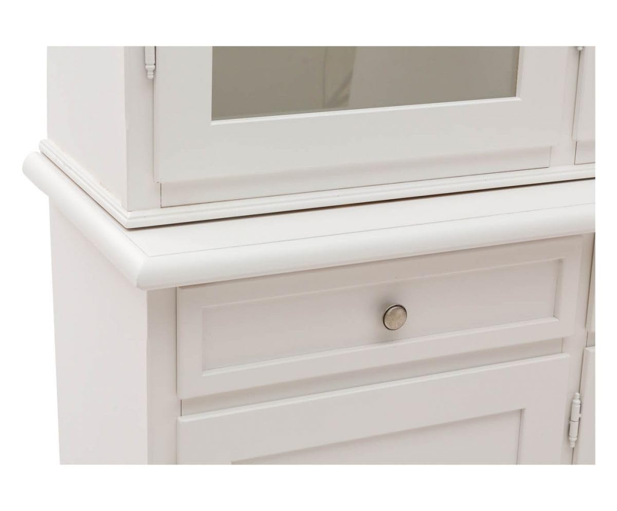 Vicentini arreda CREDENZA CRISTALLIERA IN LEGNO 4 PORTE MOD MARTINI SHABBY CHIC BIANCA
