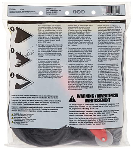 Image of Prime-Line P 7515 Screen Door Repair Kit with Rolling Tool - Replace the Screen on Windows or Patio Doors, 36 in. x 84 in. Charcoal Fiberglass Cloth and Black Spline (1 Kit) (Pack of 10)