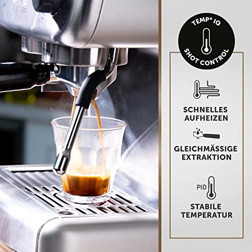 Foto von Breville Barista Max Siebträgermaschine | Espressomaschine/Kaffeemaschine mit integriertem Mahlwerk und Milchaufschäumer| 2,8-l-Wasserbehälter | Italienische Pumpe mit 15 Bar | Edelstahl [VCF126X]