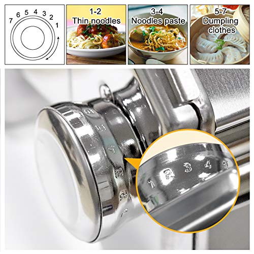 Pasta Maker Deluxe Set, Elegant Life Homemade 150mm Pasta Maker All in one 7 Thickness Settings for Fresh Fettuccine Spaghetti Lasagne Dough Roller Press Cutter Noodle Making Machine Pasta Roller - Thumbnail 4