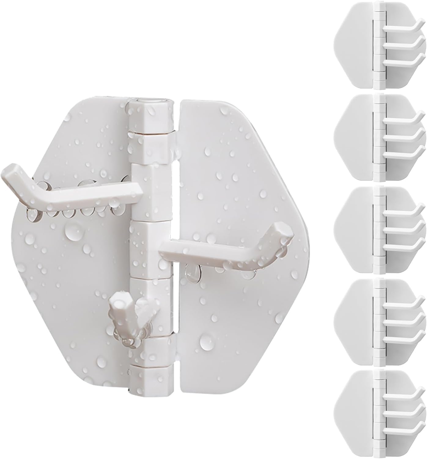 Tazweeq 6 Pcs Swivel Wall Hooks, 3 Arms Folding Hook Rack for Bathroom Kitchen Bedroom RV, Space-Saving Corner-Mount Key & Towel Holder