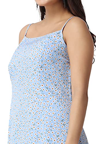 Image of POPWINGS Casual Floral Printed Maxi Length Fit & Flare Dress for Women || Summer Dress for Women || Flare Maxi Dress for Women Stylish || Sleeveless Dress for Women