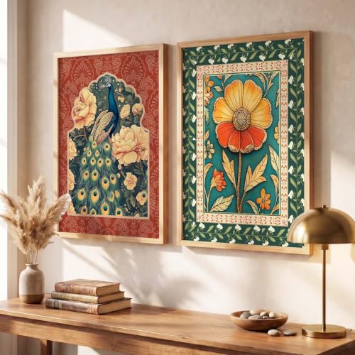 Image of kotart Traditional Madhubani Indian Wall Art Paintings for Living Room | Paintings For Home Decoration | Framed Wall Painting Home Room Bedroom Office Decor | (Art 10, (14x20 Inch), Framed)