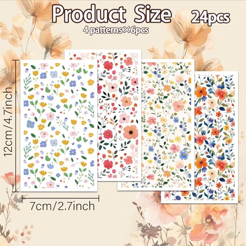 OLYCRAFT 24Pcs Flower Clay Transfer Paper 4 Design Transfer Paper for Polymer Clay Daisies Roses Polymer Clays Transfers Sheets Bushes Transfers Papers for Clays Earrings Jewelry Making - Image 2